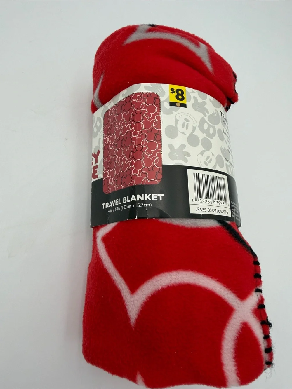 Disney Red and Light Gray Mickey Mouse Fleece Throw